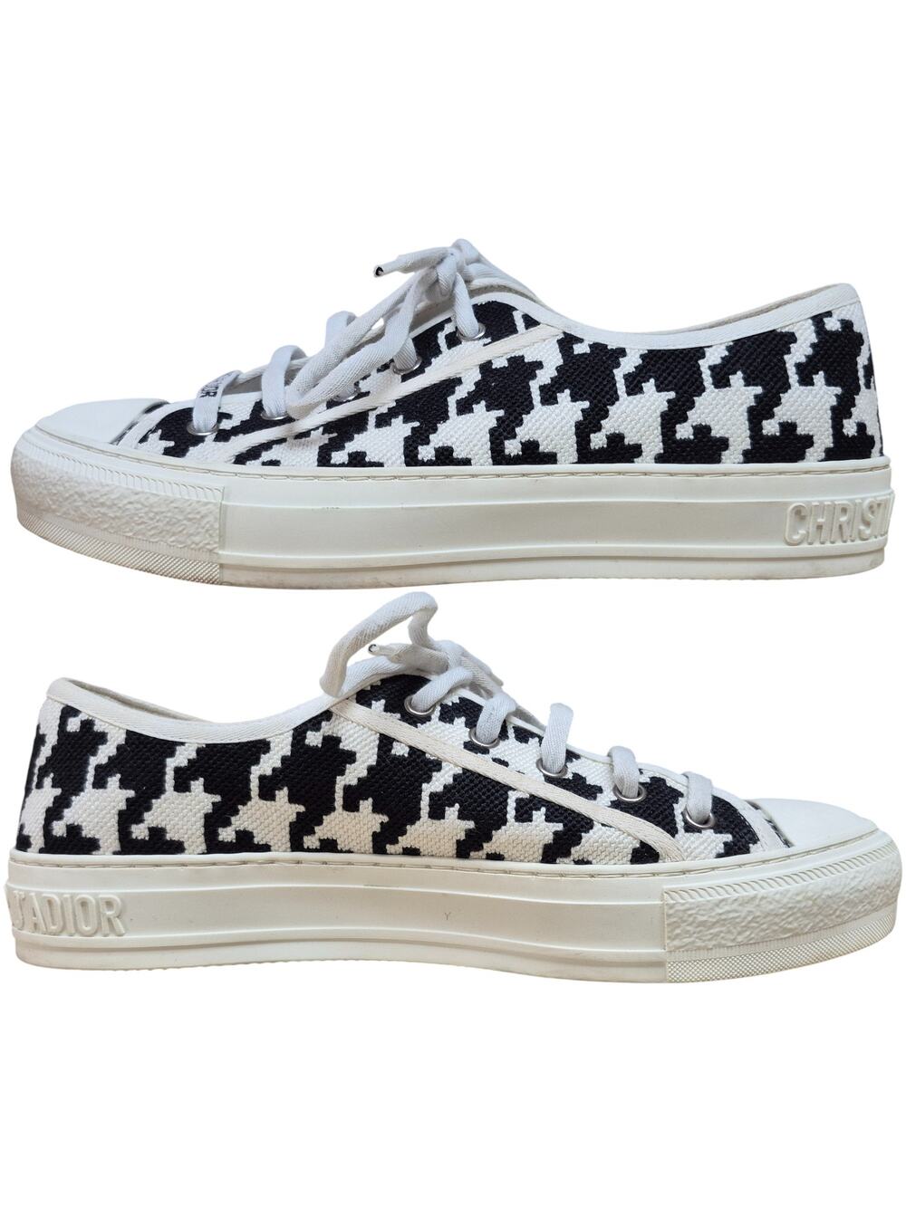 Christian Dior Black White Houndstooth Walk N Dior Sneakers Shoes 39 1/2 9 1/2